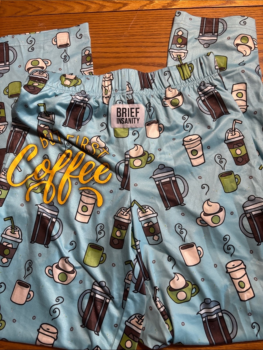 Brief Insanity Women’s Light Blue 'But First Coffee' Pajama Shorts